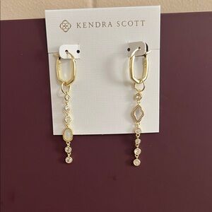 Kendra Scott Gold Drop Earrings with White/Opal Accents